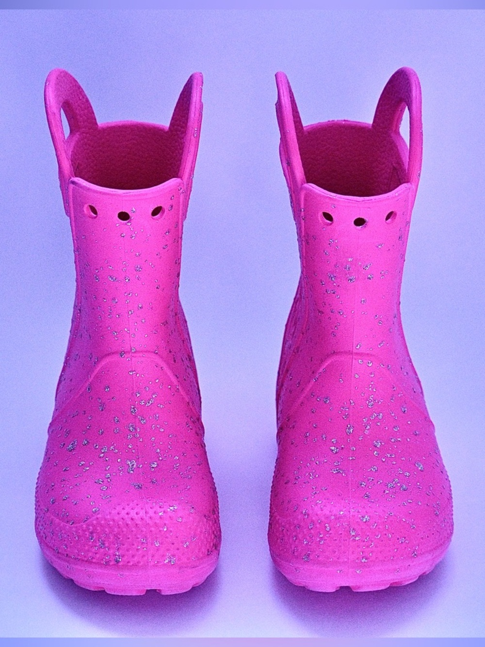 💖 Crocs Kids Rain Boots – Pink Glitter – Size C10 💖 - Picture 3 of 12